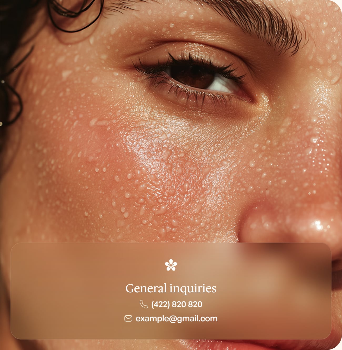 Close-up of a patient's eye and dewy skin after treatment